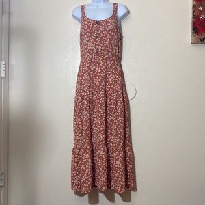 ❤️ Monteau orange maxi dress with white floral pattern